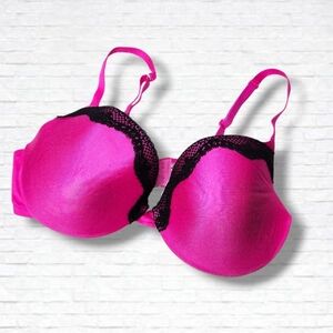 La Senza Body Kiss Hot Pink With Black Lace Trim Size 38C